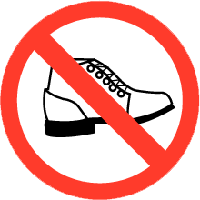 Zaal s.v.p. niet betreden met buitenschoeisel